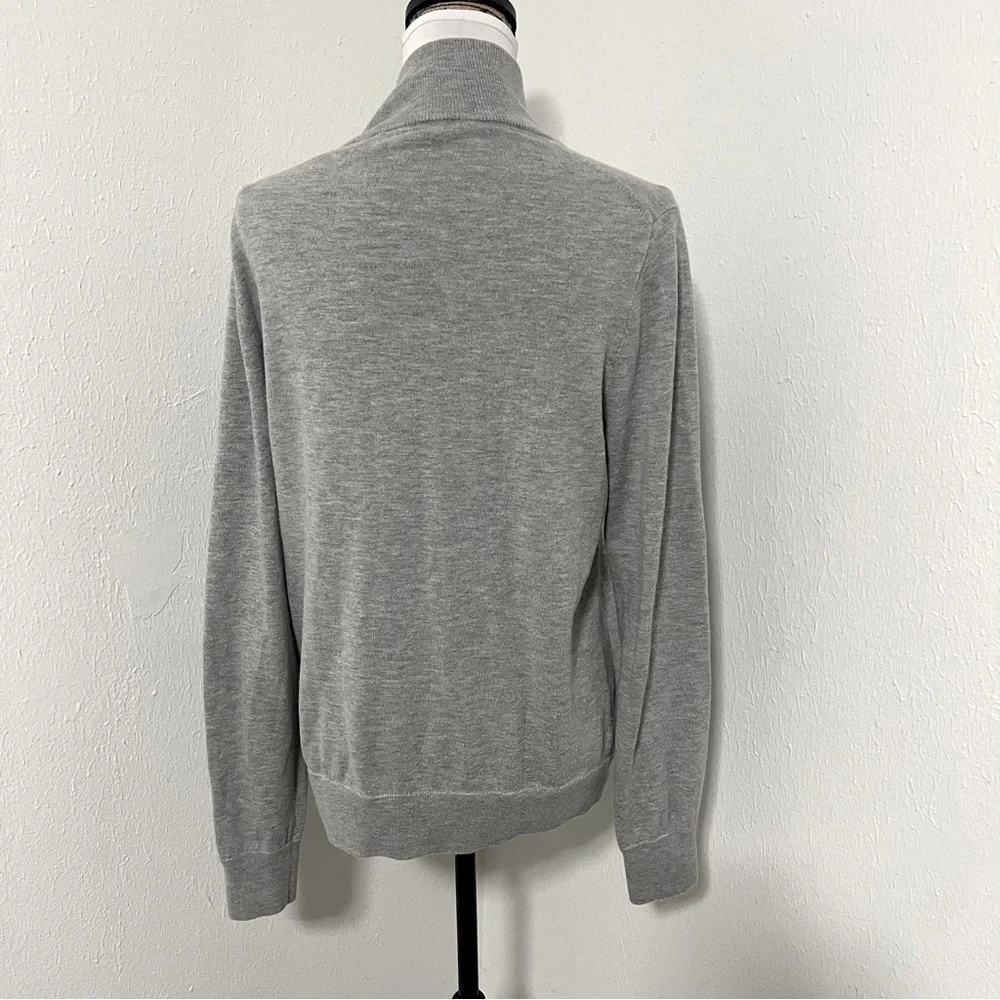J.Crew Mercantile Men’s Medium Gray Quarter Zip Merino Wool Blend Sweater EUC